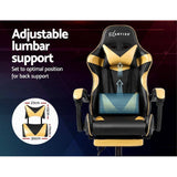 Artiss Office Chair Gaming Chair Computer Chairs Recliner PU Leather Seat Armrest Footrest Black Golden