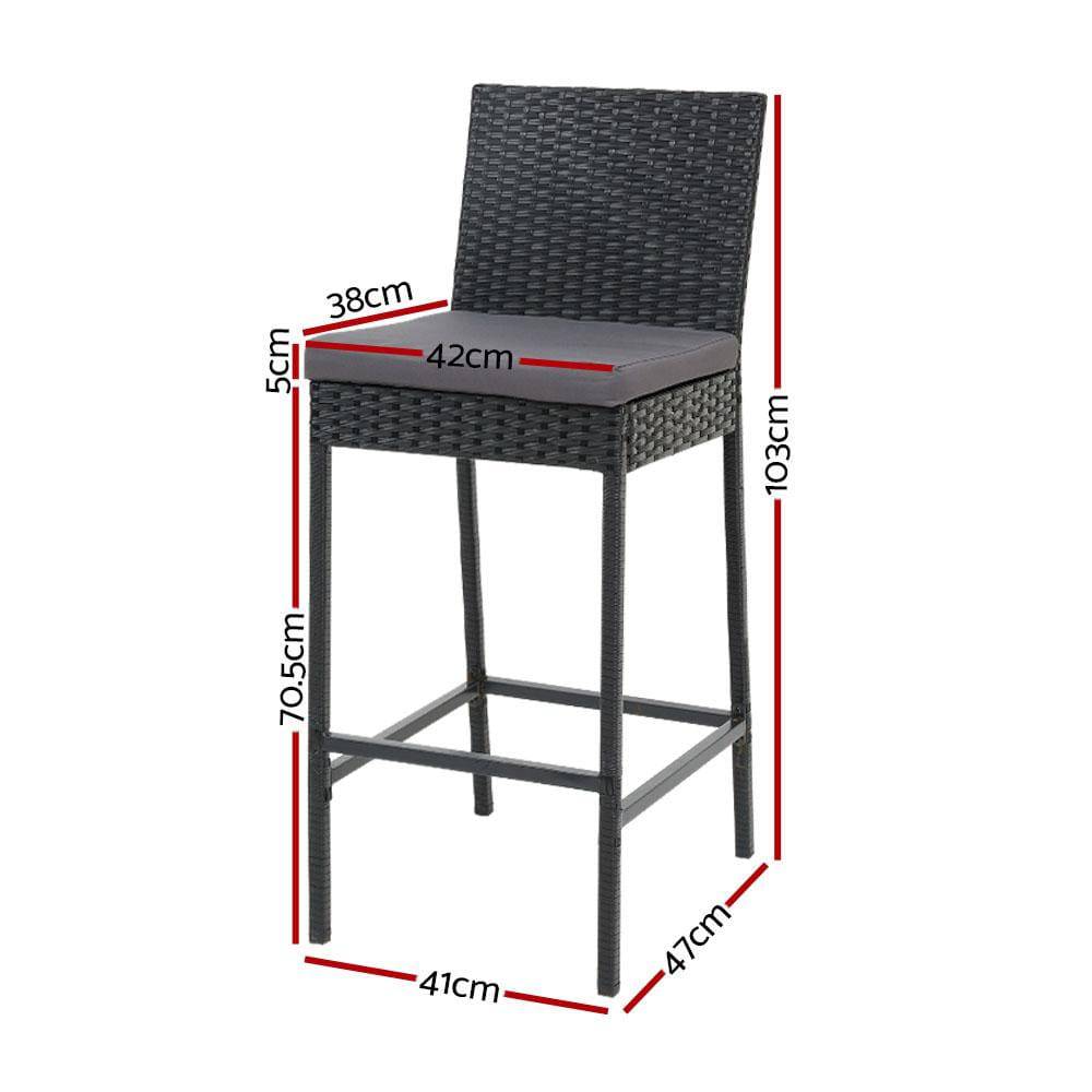 2x Gardeon Outdoor Bar Stools Dining Chairs Rattan Furniture