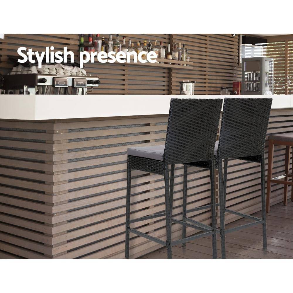 2x Gardeon Outdoor Bar Stools Dining Chairs Rattan Furniture