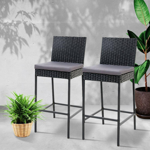 2x Gardeon Outdoor Bar Stools Dining Chairs Rattan Furniture
