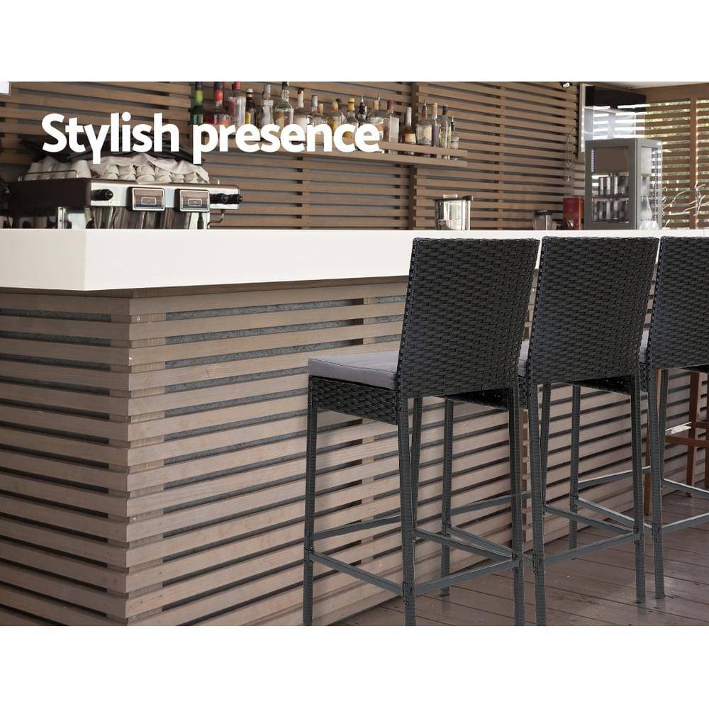 Outdoor Bar Stools Dining Chairs Rattan Furniture X4