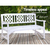 Wooden Garden Bench Chair 3 Seater-White