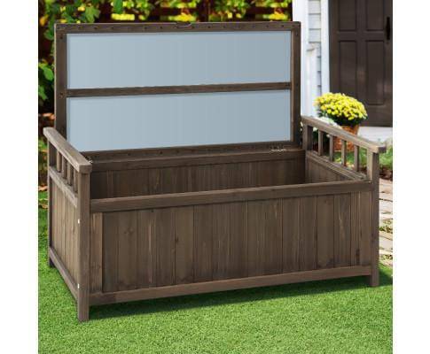Outdoor Storage Box Wooden Garden Bench Chest Toy Tool Sheds Furniture 220L