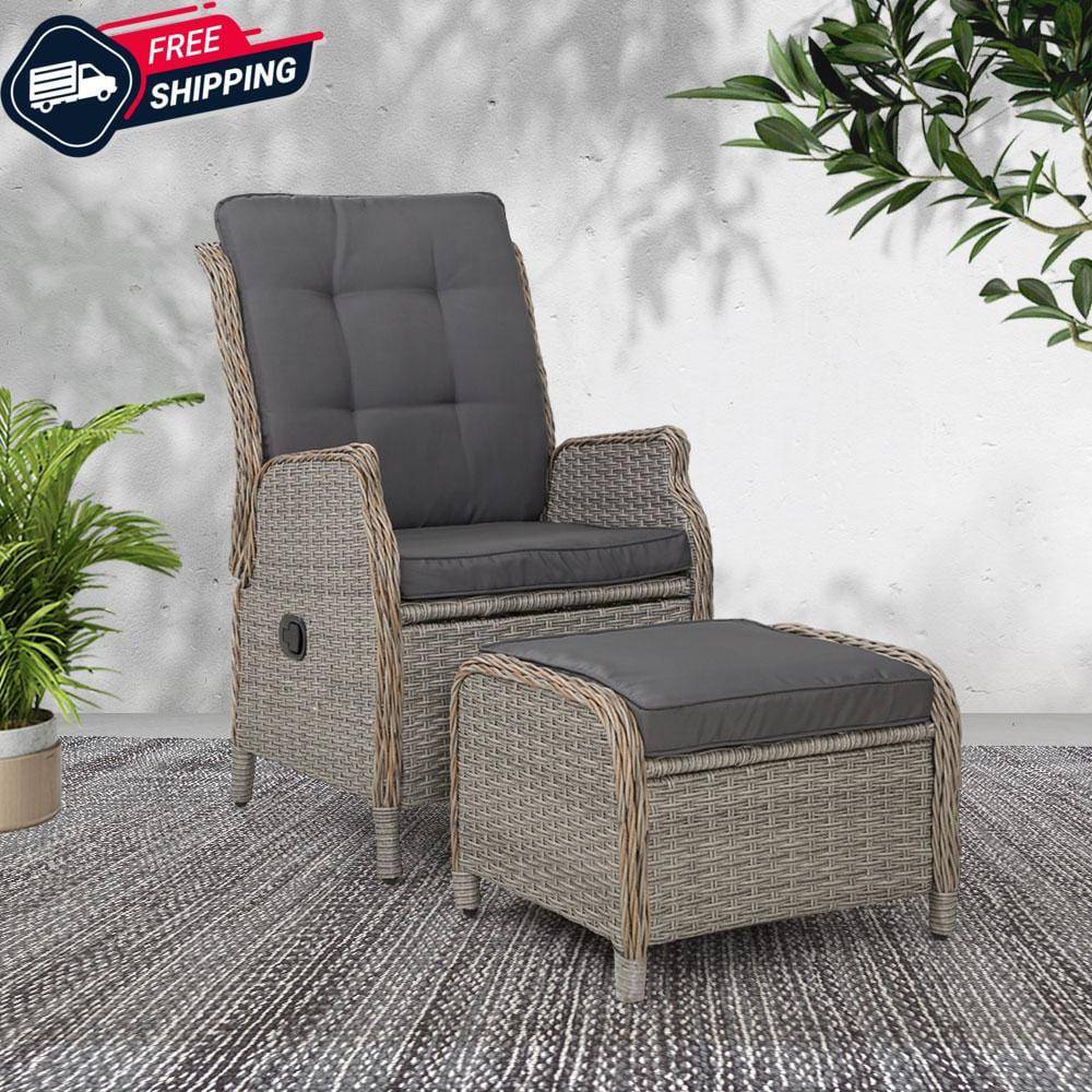 Gardeon Recliner Chair Sun lounge Outdoor Setting Patio Furniture Wicker Sofa