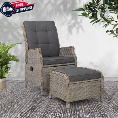 Gardeon Recliner Chair Sun lounge Outdoor Setting Patio Furniture Wicker Sofa