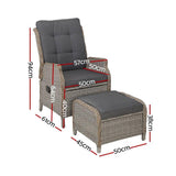 Recliner Chairs Sun lounge Outdoor Patio Furniture Wicker Sofa Lounger 2pcs