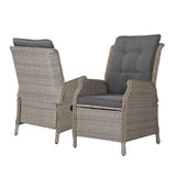 Recliner Chairs Sun lounge Outdoor Patio Furniture Wicker Sofa Lounger 2pcs