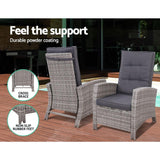 Set of 2 Sun lounge Recliner Chair Wicker Lounger Sofa Day Bed Outdoor Chairs Patio Furniture Garden Cushion
