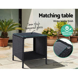 Outdoor Setting Recliner Chair Table Set Wicker lounge Patio Furniture Black