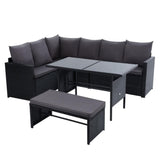 Outdoor Furniture Dining Table Setting Sofa Set Lounge Wicker 8 Seater Black