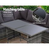 Outdoor Furniture Dining Table Set  Wicker 9 Seater Mixed Grey