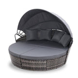 Outdoor Lounge Setting Patio Furniture Sofa Wicker Garden Rattan Cushion Grey