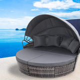 Outdoor Lounge Setting Patio Furniture Sofa Wicker Garden Rattan Cushion Grey