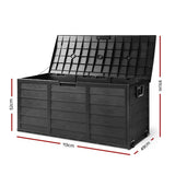 290L Outdoor Storage Box Lockable Weatherproof Garden Deck Toy Shed ALL BLACK