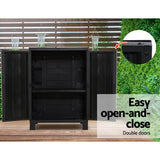 Gardeon Outdoor Storage Cabinet Cupboard Lockable Garden Sheds Adjustable Black