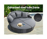 Outdoor Day Bed Lounge Setting Patio Furniture Sofa Wicker Garden Rattan Set Black