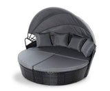 Outdoor Day Bed Lounge Setting Patio Furniture Sofa Wicker Garden Rattan Set Black
