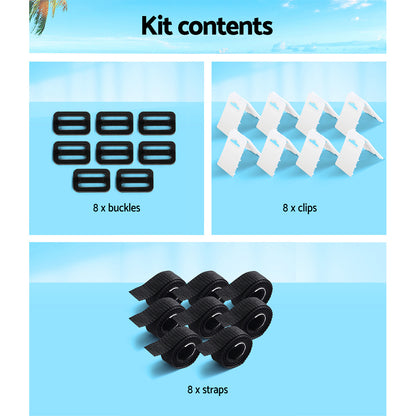 Aqua buddy Pool Cover Roller Attachment Straps Kit 8PCS for Swimming Solar Pool