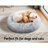 Pet Bed Dog Cat Calming Bed Small 60cm Charcoal Sleeping Comfy Cave Washable