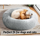 Pet Bed Dog Cat Calming Bed Medium 75cm Light Grey Sleeping Comfy Cave Washable