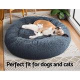Pet Bed Dog Cat Calming Bed Large 90cm Dark Grey Sleeping Comfy Cave Washable