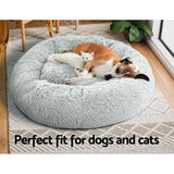 i.Pet Pet Bed Dog Cat 90cm Large Calming Soft Plush Light Grey
