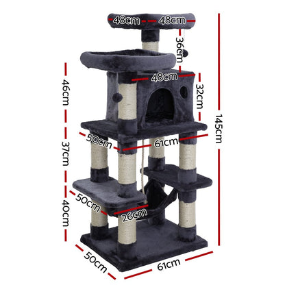 Cat Tree 145 Trees Scratching Post Scratcher Tower Condo House Furniture Wood