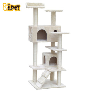 Cat Tree 134cm Trees Scratching Post Scratcher Tower Condo House Furniture Wood Beige