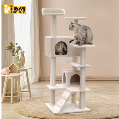 Cat Tree 134cm Trees Scratching Post Scratcher Tower Condo House Furniture Wood Beige