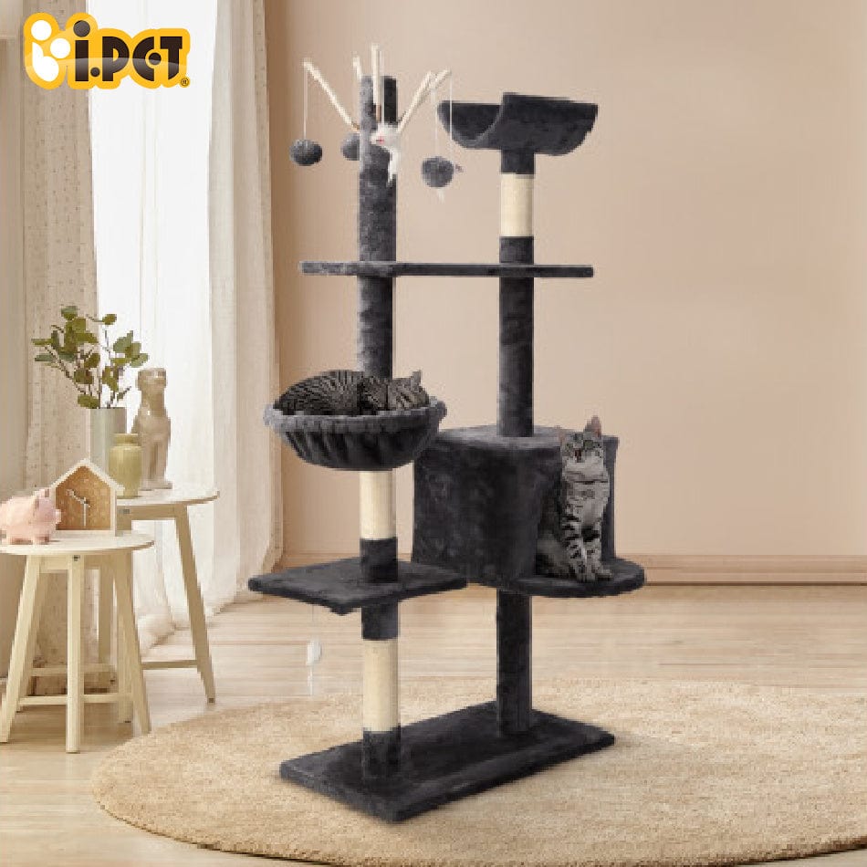 Cat Tree 140cm Trees Scratching Post Scratcher Tower Condo House Furniture Wood
