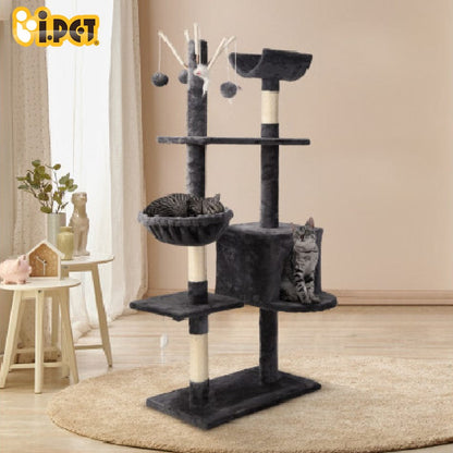 Cat Tree 140cm Trees Scratching Post Scratcher Tower Condo House Furniture Wood