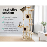 Cat Tree 203cm Trees Scratching Post Scratcher Tower Condo House Furniture Wood Beige