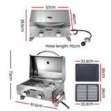 Portable Gas BBQ LPG Oven Camping Cooker Grill 2 Burners Stove Outdoor 52cm x 33cm