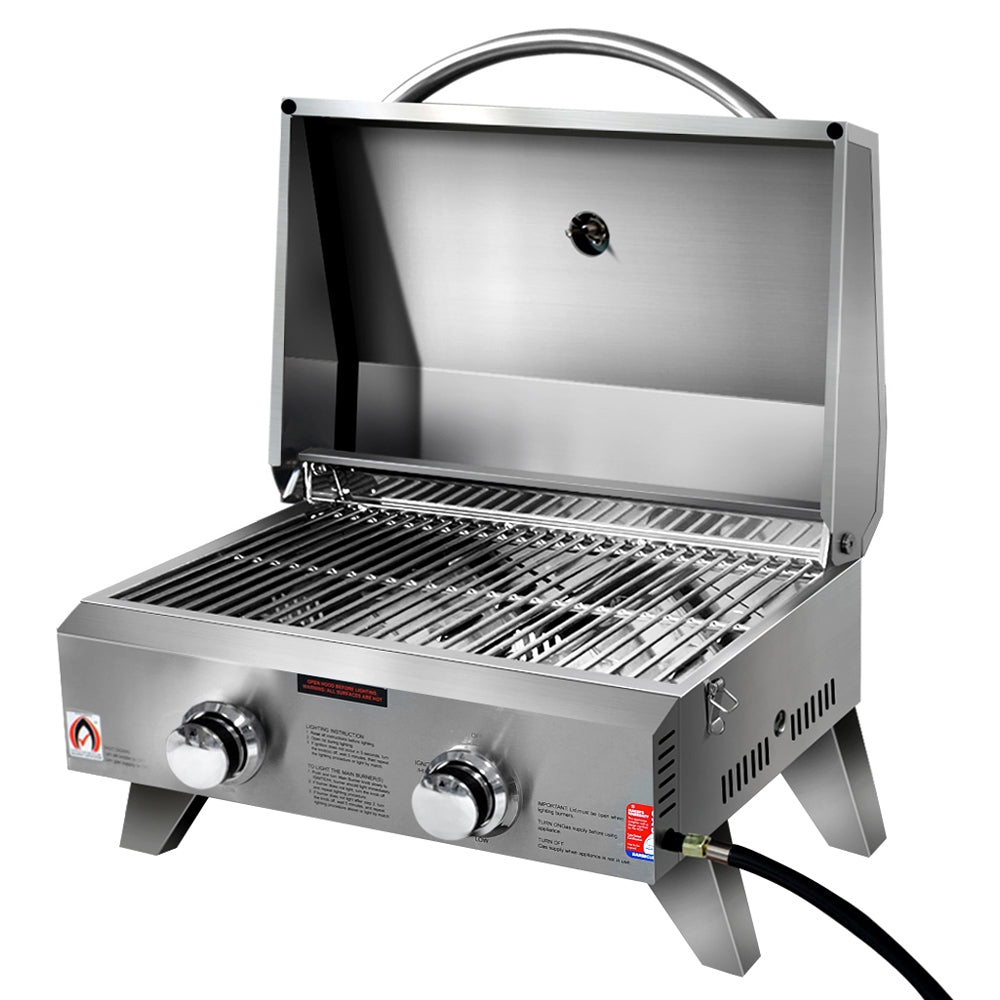 Portable 2 Burner Gas BBQ 52cm x 33cm