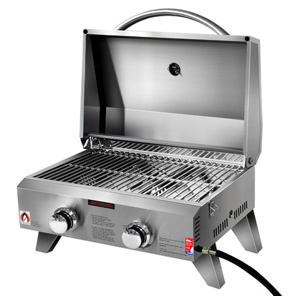 Portable 2 Burner Gas BBQ 52cm x 33cm