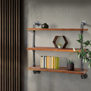 Artiss Display Wall Shelves Industrial DIY Pipe Shelf Brackets Rustic Bookshelf