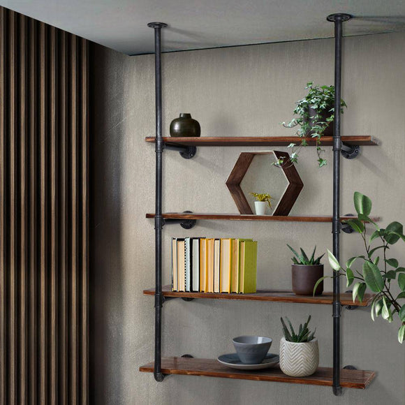 Wall Display Shelves Industrial Bookshelf DIY Pipe Shelf Rustic Brackets | Artiss