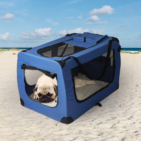 Pet Travel Carrier Kennel Folding Soft Sided Dog Crate For Car Cage Large M
