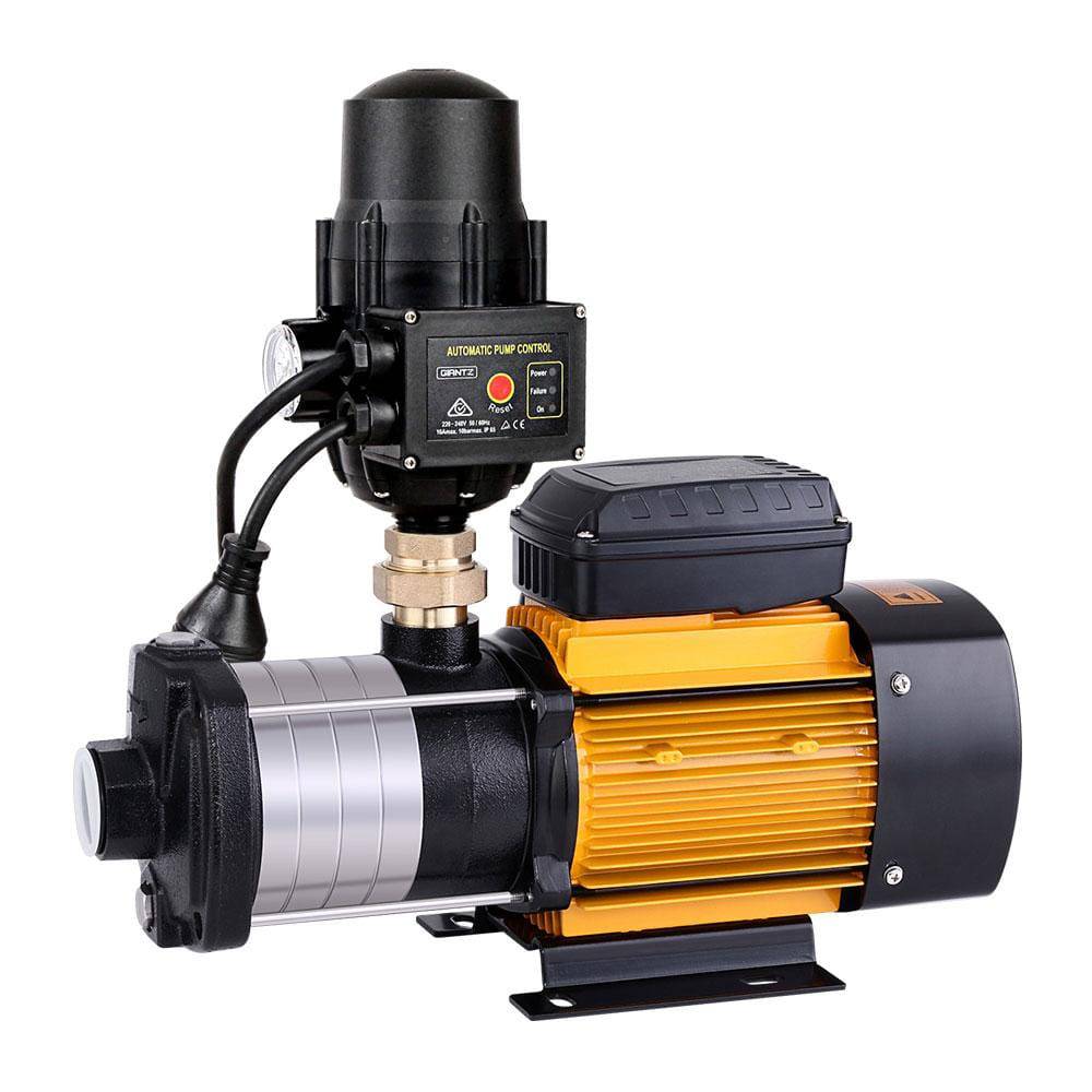 Giantz Multi Stage Water Pump Pressure Rain Tank Garden Irrigation 2000W Black Controller