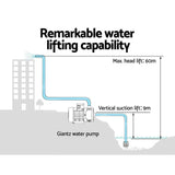 Giantz Multi Stage Water Pump Pressure Rain Tank Garden Irrigation 2000W Black Controller