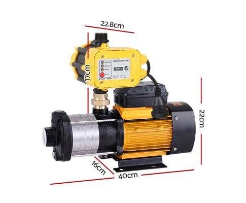 Giantz Multi Stage Water Pump Pressure Rain Tank Irrigation 2000W Yellow Controller