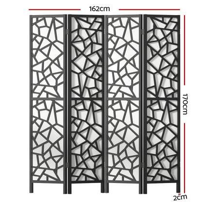 Artiss Clover Room Divider Screen Privacy Wood Dividers Stand 4 Panel Black