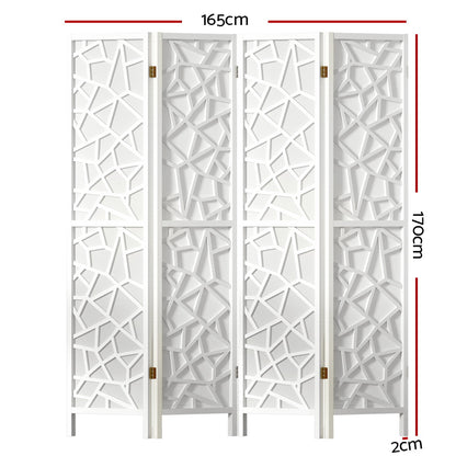 Artiss Clover Room Divider Screen Privacy Wood Dividers Stand 4 Panel White