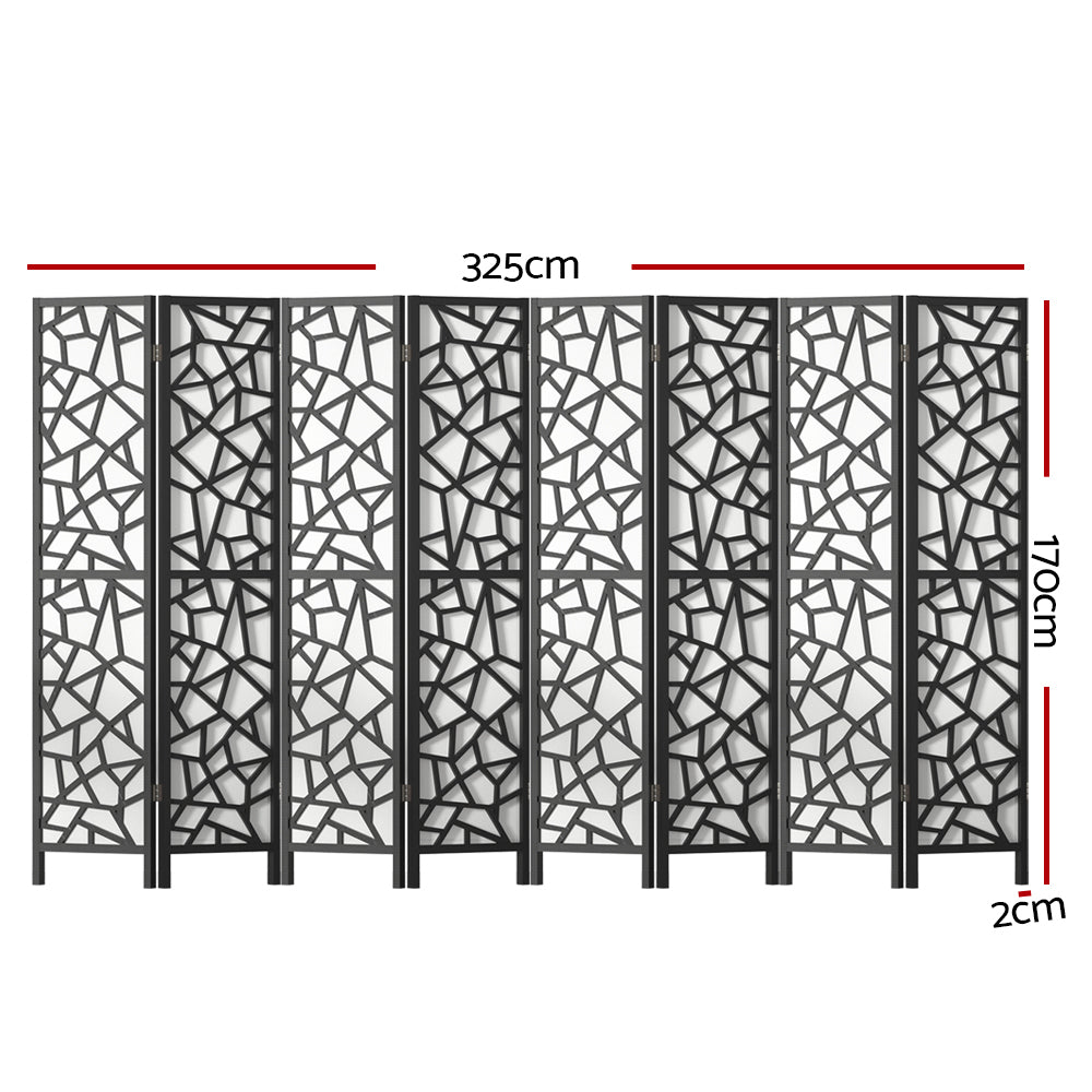 Artiss Clover Room Divider Screen Privacy Wood Dividers Stand 8 Panel Black