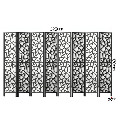 Artiss Clover Room Divider Screen Privacy Wood Dividers Stand 8 Panel Black