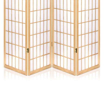 Artiss Room Divider Screen Wood Timber Dividers Fold Stand Wide Beige 4 Panel