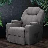 Recliner Chair Electric Massage Chairs Heated Lounge Sofa Fabric Grey