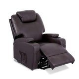 Electric Recliner Lift Chair Massage Armchair Heating PU Leather Brown