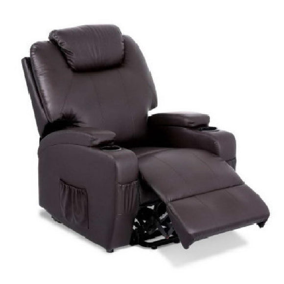 Electric Recliner Lift Chair Massage Armchair Heating PU Leather Brown