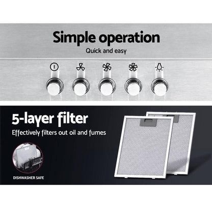 Range Hood 90cm 900mm Kitchen Canopy Stainless Steel Rangehood Wall Mount